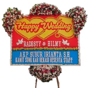 Bunga Papan Happy Wedding 3 jambul